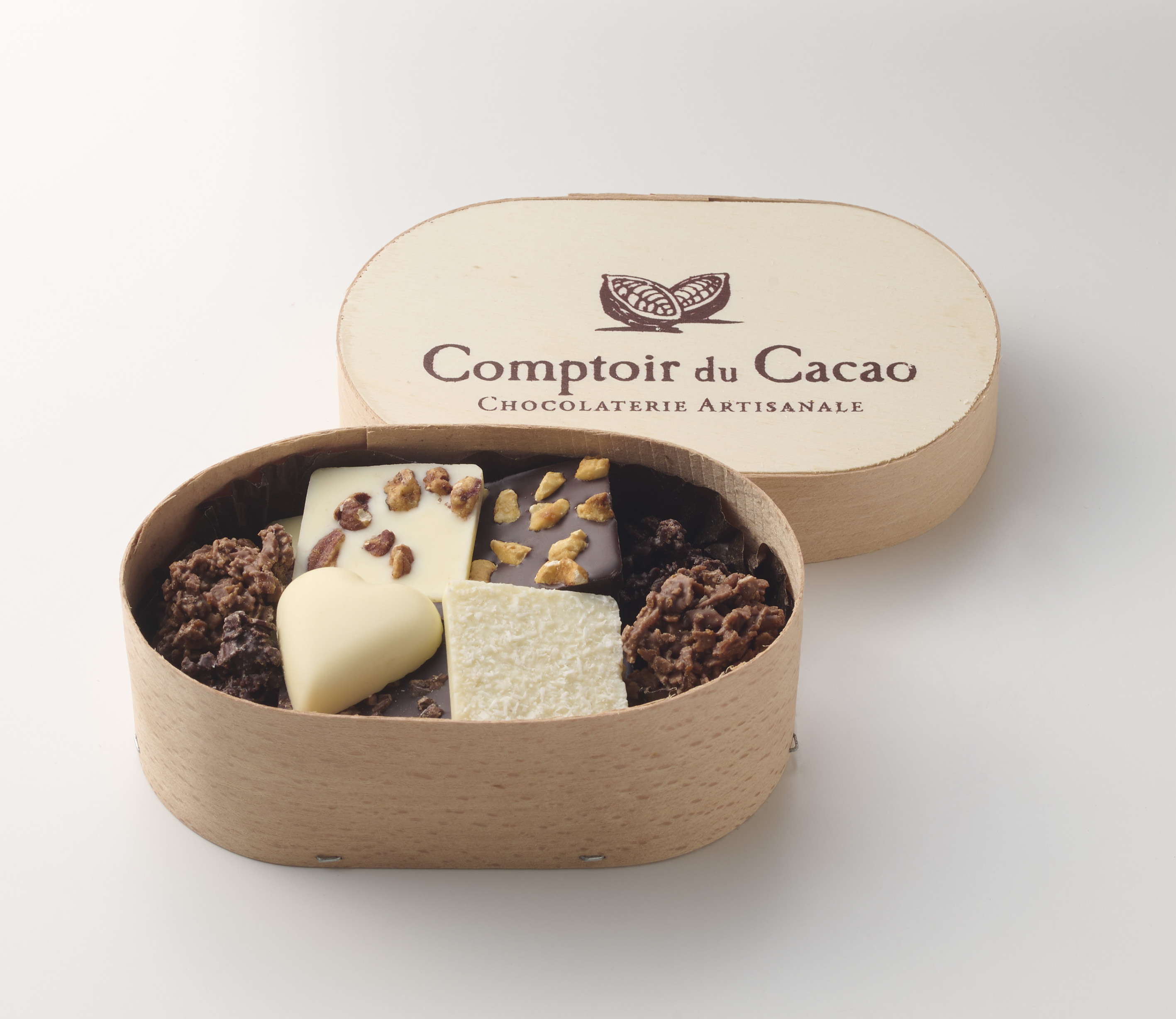 コントワール・デュ・カカオ チョコレート詰め合わせ 限定オリジナルボックス(木箱) 120g